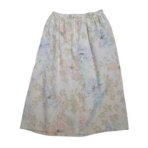 Vintage T.R. Bentley White Floral Print Women's Midi Skirt